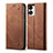 Coque Clapet Portefeuille Livre Tissu pour OnePlus Nord 2T 5G Marron