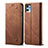 Coque Clapet Portefeuille Livre Tissu pour OnePlus Nord CE 2 5G Marron