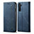 Coque Clapet Portefeuille Livre Tissu pour Realme X50 Pro 5G Bleu