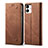 Coque Clapet Portefeuille Livre Tissu pour Samsung Galaxy A04 4G Marron