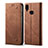 Coque Clapet Portefeuille Livre Tissu pour Samsung Galaxy A10s Marron