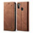 Coque Clapet Portefeuille Livre Tissu pour Samsung Galaxy A11 Marron