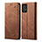 Coque Clapet Portefeuille Livre Tissu pour Samsung Galaxy A52s 5G Marron