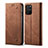 Coque Clapet Portefeuille Livre Tissu pour Samsung Galaxy A91 Marron