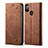 Coque Clapet Portefeuille Livre Tissu pour Samsung Galaxy M21 Marron