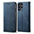 Coque Clapet Portefeuille Livre Tissu pour Samsung Galaxy S23 Ultra 5G Bleu