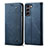 Coque Clapet Portefeuille Livre Tissu pour Samsung Galaxy S24 5G Bleu