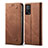 Coque Clapet Portefeuille Livre Tissu pour Xiaomi Mi 11T Pro 5G Marron