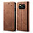 Coque Clapet Portefeuille Livre Tissu pour Xiaomi Poco X3 NFC Marron