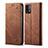 Coque Clapet Portefeuille Livre Tissu pour Xiaomi Redmi 9 Power Marron