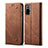 Coque Clapet Portefeuille Livre Tissu pour Xiaomi Redmi Note 10 4G Marron