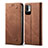 Coque Clapet Portefeuille Livre Tissu pour Xiaomi Redmi Note 10T 5G Marron