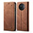 Coque Clapet Portefeuille Livre Tissu pour Xiaomi Redmi Note 9 5G Marron