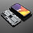 Coque Contour Silicone et Plastique Housse Etui Mat avec Aimant Magnetique Support A01 pour Samsung Galaxy S21 FE 5G Gris