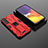 Coque Contour Silicone et Plastique Housse Etui Mat avec Aimant Magnetique Support A01 pour Samsung Galaxy S21 FE 5G Rouge