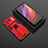 Coque Contour Silicone et Plastique Housse Etui Mat avec Aimant Magnetique Support A02 pour Xiaomi Mi 11 Ultra 5G Rouge