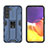 Coque Contour Silicone et Plastique Housse Etui Mat avec Aimant Magnetique Support A03 pour Samsung Galaxy S21 5G Bleu