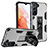 Coque Contour Silicone et Plastique Housse Etui Mat avec Aimant Magnetique Support A04 pour Samsung Galaxy S23 5G Argent