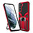 Coque Contour Silicone et Plastique Housse Etui Mat avec Aimant Magnetique Support A05 pour Samsung Galaxy S22 Plus 5G Rouge