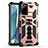 Coque Contour Silicone et Plastique Housse Etui Mat avec Aimant Magnetique Support H01 pour Samsung Galaxy Note 20 5G Or Rose