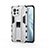 Coque Contour Silicone et Plastique Housse Etui Mat avec Aimant Magnetique Support H02 pour Xiaomi Mi 11 5G Argent