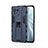 Coque Contour Silicone et Plastique Housse Etui Mat avec Aimant Magnetique Support H02 pour Xiaomi Mi 11 Lite 5G Bleu