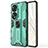 Coque Contour Silicone et Plastique Housse Etui Mat avec Aimant Magnetique Support KC1 pour Huawei Honor 70 Pro 5G Vert