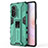 Coque Contour Silicone et Plastique Housse Etui Mat avec Aimant Magnetique Support KC1 pour Huawei Nova 9 SE Vert