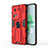 Coque Contour Silicone et Plastique Housse Etui Mat avec Aimant Magnetique Support KC1 pour Oppo Reno11 5G Rouge