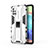 Coque Contour Silicone et Plastique Housse Etui Mat avec Aimant Magnetique Support KC1 pour Samsung Galaxy A71 4G A715 Blanc