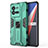 Coque Contour Silicone et Plastique Housse Etui Mat avec Aimant Magnetique Support KC1 pour Vivo iQOO 10 Pro 5G Vert