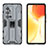 Coque Contour Silicone et Plastique Housse Etui Mat avec Aimant Magnetique Support KC1 pour Vivo X70 Pro+ Plus 5G Gris