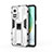 Coque Contour Silicone et Plastique Housse Etui Mat avec Aimant Magnetique Support KC1 pour Xiaomi Mi 10T 5G Argent