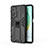 Coque Contour Silicone et Plastique Housse Etui Mat avec Aimant Magnetique Support KC1 pour Xiaomi Mi 10T 5G Noir