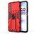 Coque Contour Silicone et Plastique Housse Etui Mat avec Aimant Magnetique Support KC1 pour Xiaomi Poco M4 5G Rouge