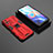 Coque Contour Silicone et Plastique Housse Etui Mat avec Aimant Magnetique Support KC1 pour Xiaomi Poco M4 Pro 5G Rouge