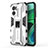 Coque Contour Silicone et Plastique Housse Etui Mat avec Aimant Magnetique Support KC1 pour Xiaomi Redmi 10 Prime Plus 5G Argent