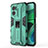 Coque Contour Silicone et Plastique Housse Etui Mat avec Aimant Magnetique Support KC1 pour Xiaomi Redmi 10 Prime Plus 5G Vert