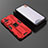 Coque Contour Silicone et Plastique Housse Etui Mat avec Aimant Magnetique Support KC1 pour Xiaomi Redmi K50 5G Rouge