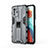 Coque Contour Silicone et Plastique Housse Etui Mat avec Aimant Magnetique Support KC1 pour Xiaomi Redmi Note 10 Pro 5G Gris