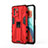 Coque Contour Silicone et Plastique Housse Etui Mat avec Aimant Magnetique Support KC1 pour Xiaomi Redmi Note 10 Pro 5G Rouge