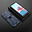 Coque Contour Silicone et Plastique Housse Etui Mat avec Aimant Magnetique Support KC1 pour Xiaomi Redmi Note 10S 4G Bleu
