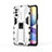 Coque Contour Silicone et Plastique Housse Etui Mat avec Aimant Magnetique Support KC1 pour Xiaomi Redmi Note 10T 5G Argent