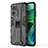 Coque Contour Silicone et Plastique Housse Etui Mat avec Aimant Magnetique Support KC1 pour Xiaomi Redmi Note 11E 5G Noir