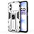 Coque Contour Silicone et Plastique Housse Etui Mat avec Aimant Magnetique Support KC1 pour Xiaomi Redmi Note 11R 5G Argent