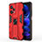 Coque Contour Silicone et Plastique Housse Etui Mat avec Aimant Magnetique Support KC1 pour Xiaomi Redmi Note 12 Pro 5G Rouge