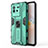 Coque Contour Silicone et Plastique Housse Etui Mat avec Aimant Magnetique Support KC2 pour Vivo iQOO Neo6 SE 5G Vert