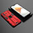 Coque Contour Silicone et Plastique Housse Etui Mat avec Aimant Magnetique Support KC2 pour Vivo V23 Pro 5G Rouge