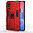 Coque Contour Silicone et Plastique Housse Etui Mat avec Aimant Magnetique Support KC2 pour Xiaomi Mi 11X 5G Rouge