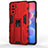Coque Contour Silicone et Plastique Housse Etui Mat avec Aimant Magnetique Support KC2 pour Xiaomi Poco F3 5G Rouge